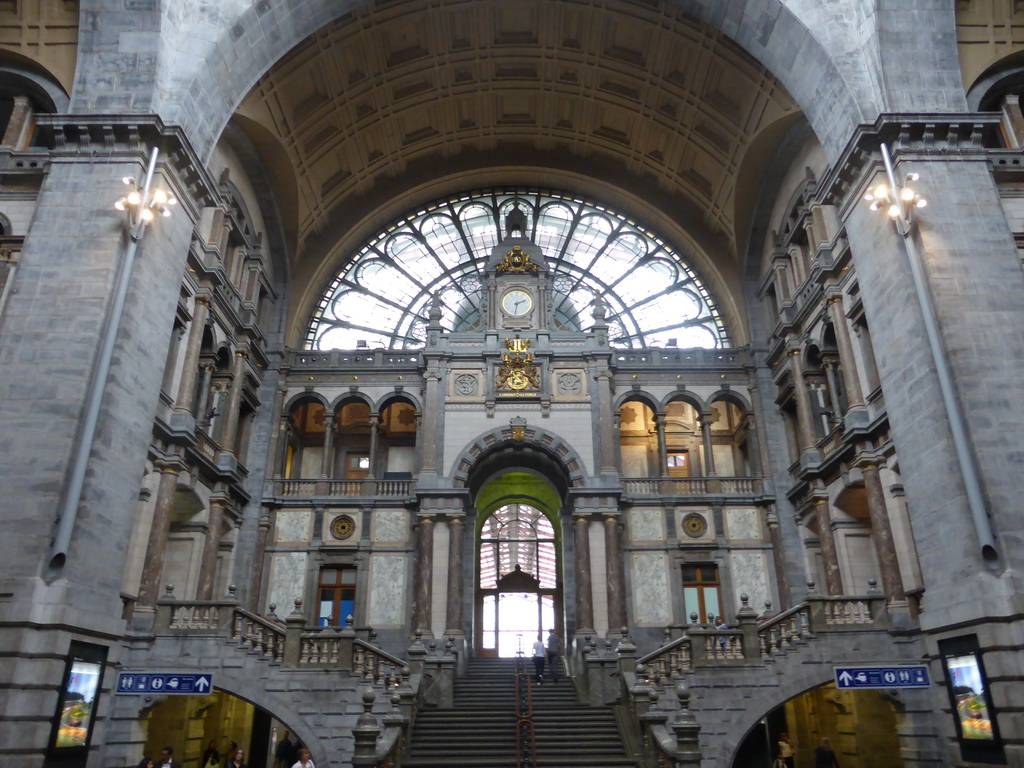 South side with staircase of the main hall of the Antwerp Central Railway Station