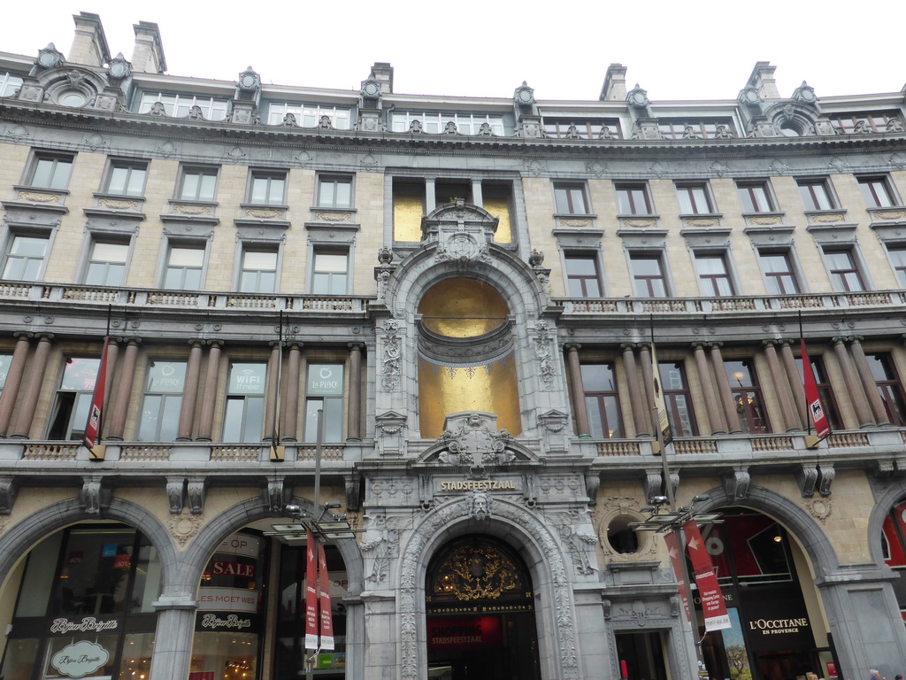 Facade of the Stadsfeestzaal shopping center at the Meir street