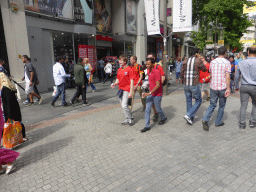 Belgian soccer fans at the Meir street