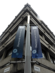 `Diamonds love Antwerp` banners at the crossing of the Hoveniersstraat street and the Schupstraat street