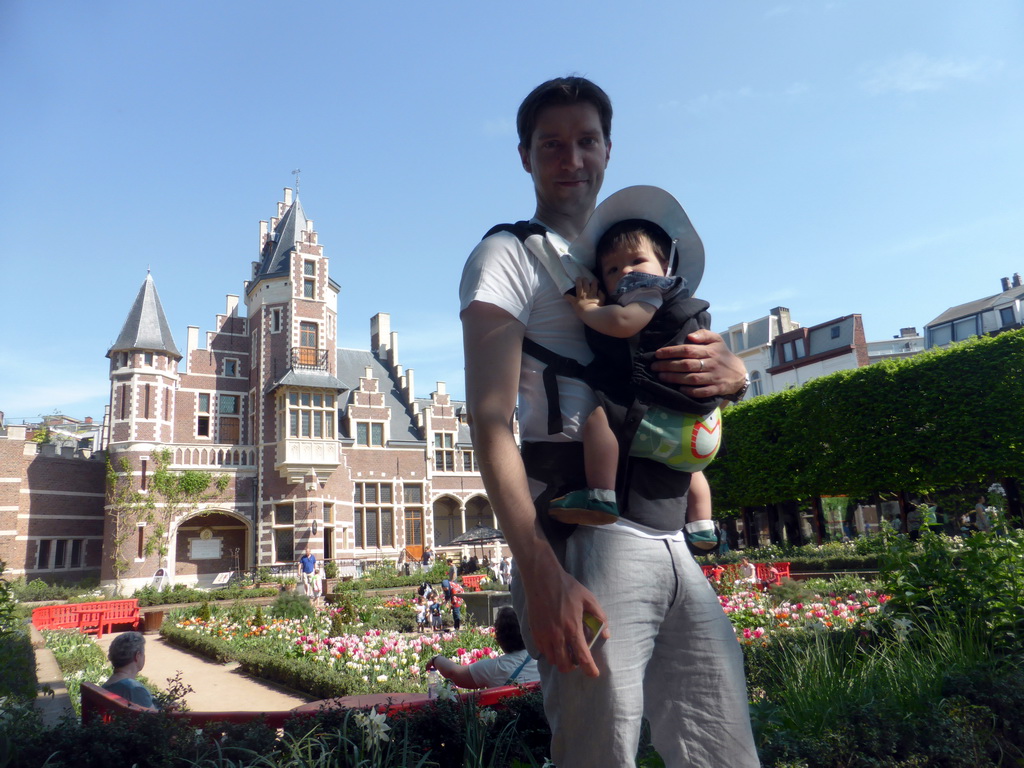 Tim and Max with the Flemish Garden and the front of Restaurant Latteria at the Antwerp Zoo