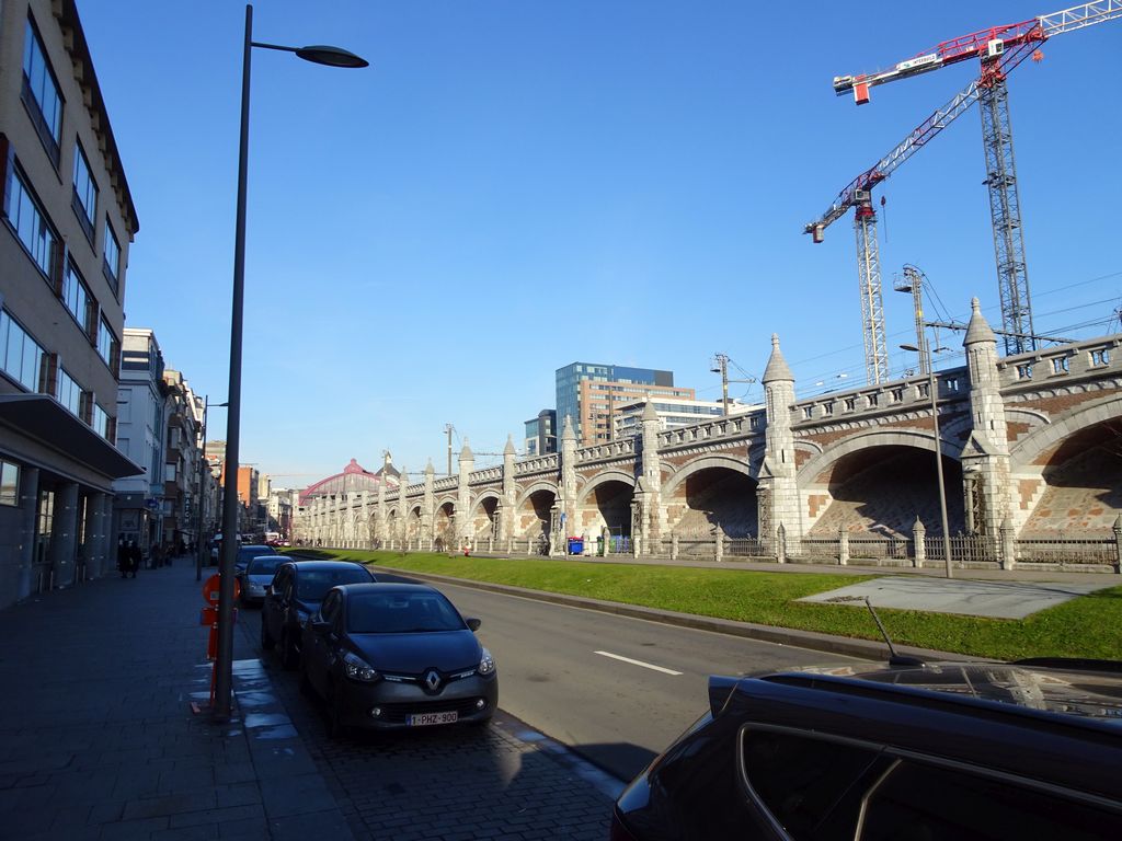 The Simonsstraat street and the railway on the south side of the Antwerpen-Centraal railway station