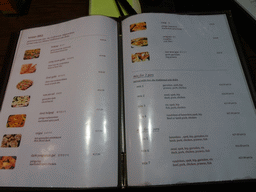 Menu at the Korean Barbecue restaurant at the Statiestraat street