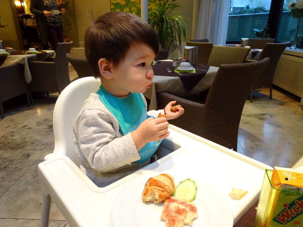 Max having breakfast at the Plaza Hotel Antwerp