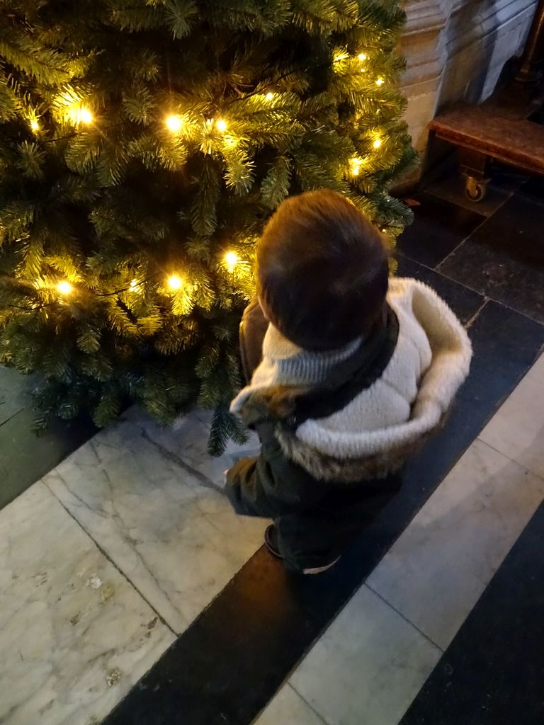 Max with a christmas tree in the Cathedral of Our Lady
