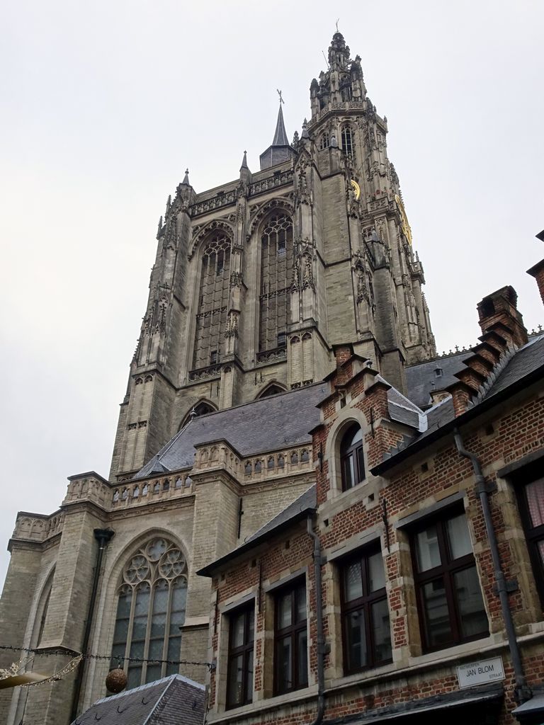 Tower and south side of the Cathedral of Our Lady, viewed from the Jan Blomstraat street