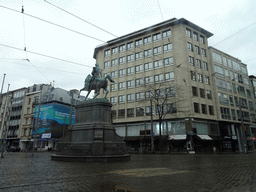 The Leopoldplaats square with a equestrian statue of King Leopold I by Guillaume Willem Geefs, viewed from the car