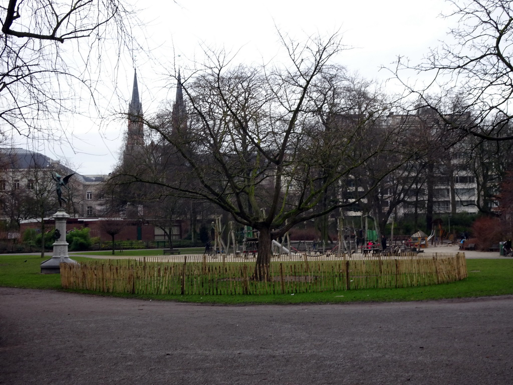 Playground at the north side of the Stadspark, with a view on the towers of the Theater Elckerlyc