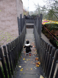 Max on the suspension bridge at the Hippotopia building at the Antwerp Zoo