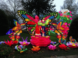 China Light statues `The Legend of the Butterfly Lovers` at the Antwerp Zoo