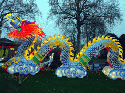 China Light Dragon statue at the Antwerp Zoo, at sunset