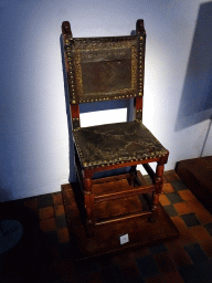 Chair of walnut and leather with the name of Peter Paul Rubens inscribed, at the First Floor of the Rubens House