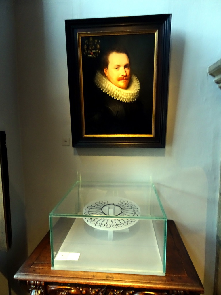 Portrait of a member of the Ivry family by Frans Pourbus II and a `Portefraes` at the First Floor of the Rubens House