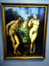 Painting `Adam and Eve` by Peter Paul Rubens at the Artist`s Studio at the Ground Floor of the Rubens House