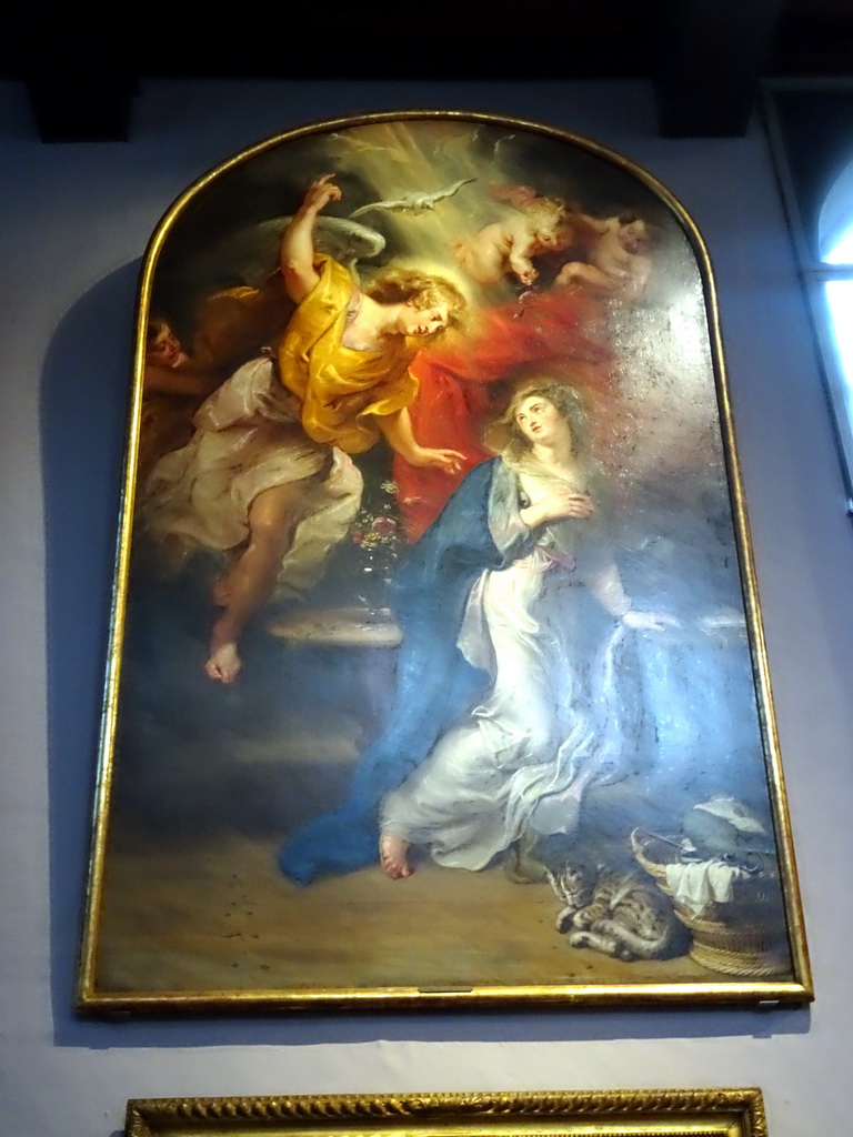 Painting `The Annunciation` by Peter Paul Rubens at the Artist`s Studio at the Ground Floor of the Rubens House