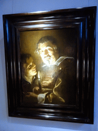 Painting `Man and Boy by Candlelight` by Adam de Coster at the First Floor of the Rubens House