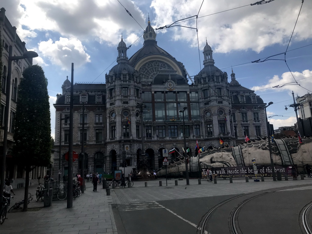 Front of the Antwerp Central Railway Station at the Koningin Astridplein square