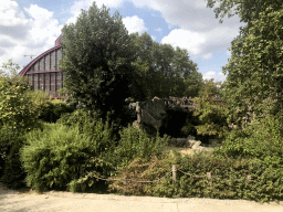 Back side of the Antwerpen-Centraal railway station and bridge at the Antwerp Zoo