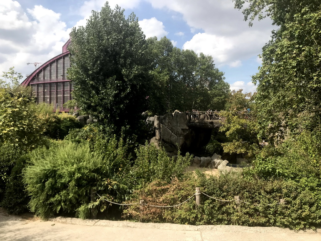 Back side of the Antwerpen-Centraal railway station and bridge at the Antwerp Zoo