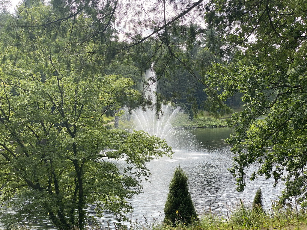 Fountain at the pond at the Stadspark Berg & Bos
