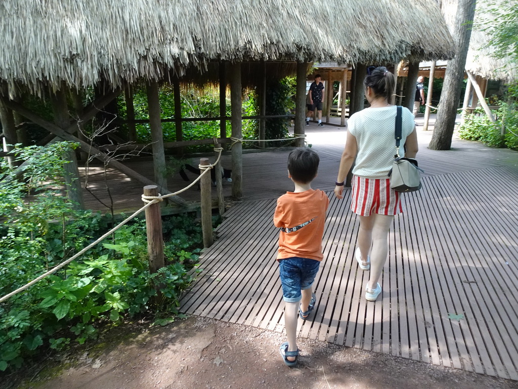 Miaomiao and Max with a Black-and-white Ruffed Lemur at the Apenheul zoo