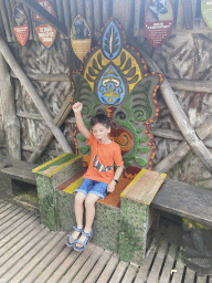 Max on a throne at the upper floor of the Huis van NAAAP playground at the Apenheul zoo