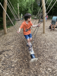 Max on a swing at the Waaghals playground at the Apenheul zoo