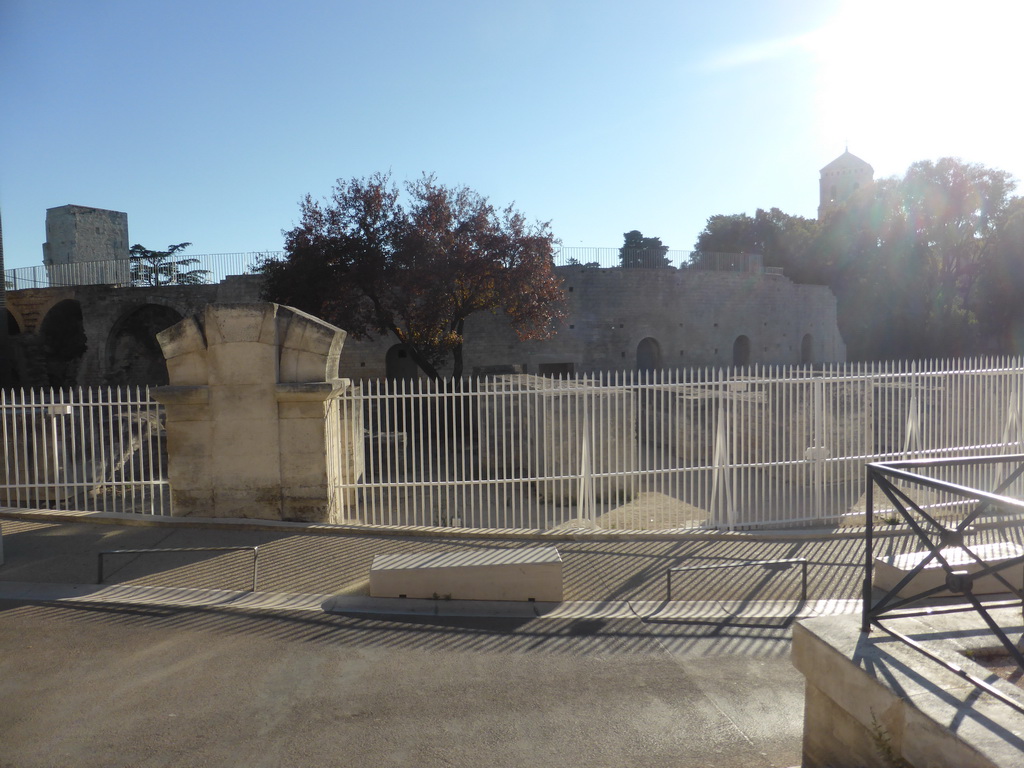 Northeast side of the Ancient Theatre of Arles, viewed from the Rue Porte de Laure street