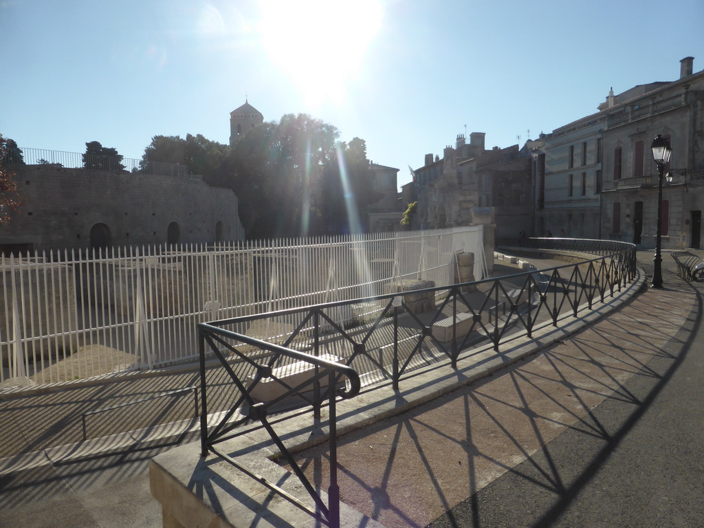 Northeast side of the Ancient Theatre of Arles, viewed from the Rue Porte de Laure street