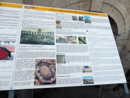 Information on the restoration of the Arles Amphitheatre, at the southwest side of the Arles Amphitheatre