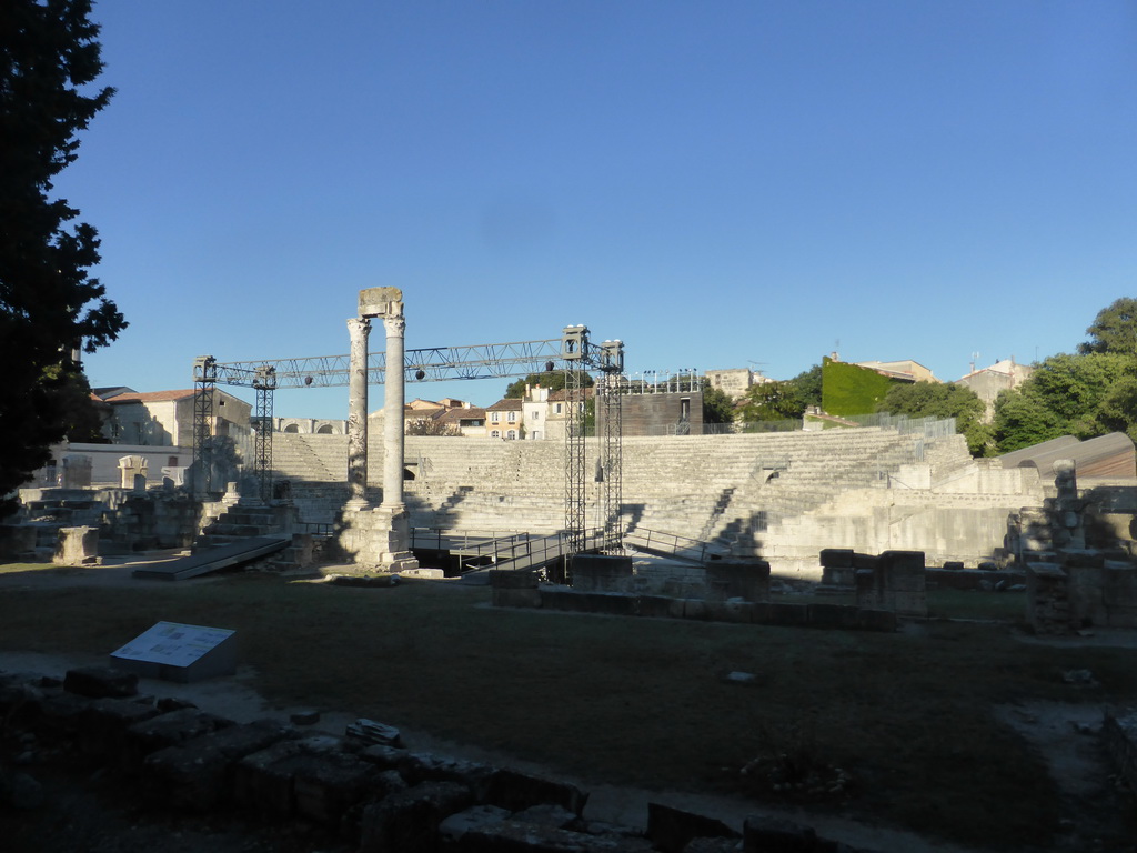 Southwest side of the Ancient Theatre of Arles, viewed from the Rue du Cloître street