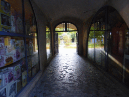 Walkway through the Boutique de l`Espace van Gogh at the Place Félix Rey square