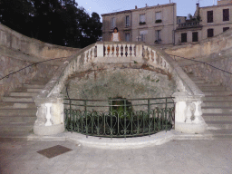 Miaomiao at the staircase at the north side of the Jardin d`Été garden, at sunset