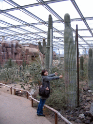 Miaomiao with cactuses at Burgers` Desert at Burgers` Zoo