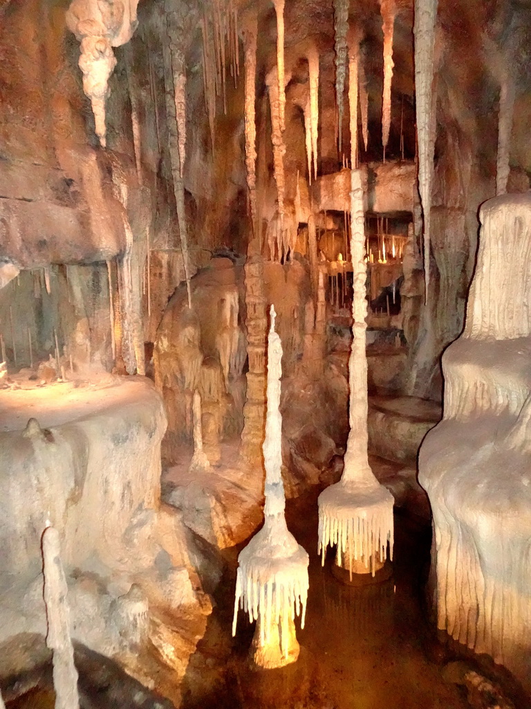 Cave with Stalagmites and Stalactites in the tunnel from the Bush Hall to the Desert Hall of Burgers` Zoo