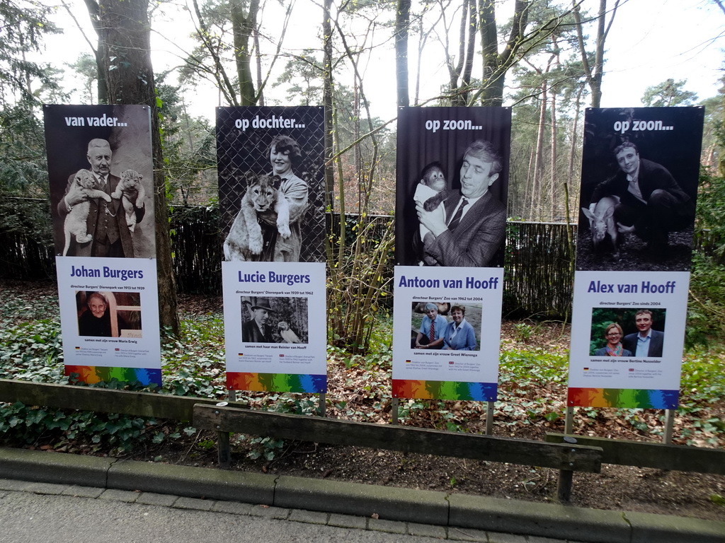 Photographs of the directors of Burgers` Zoo, near the entrance to the Bush Hall