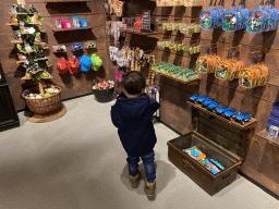 Max at the souvenir shop at the entrance to Burgers` Zoo