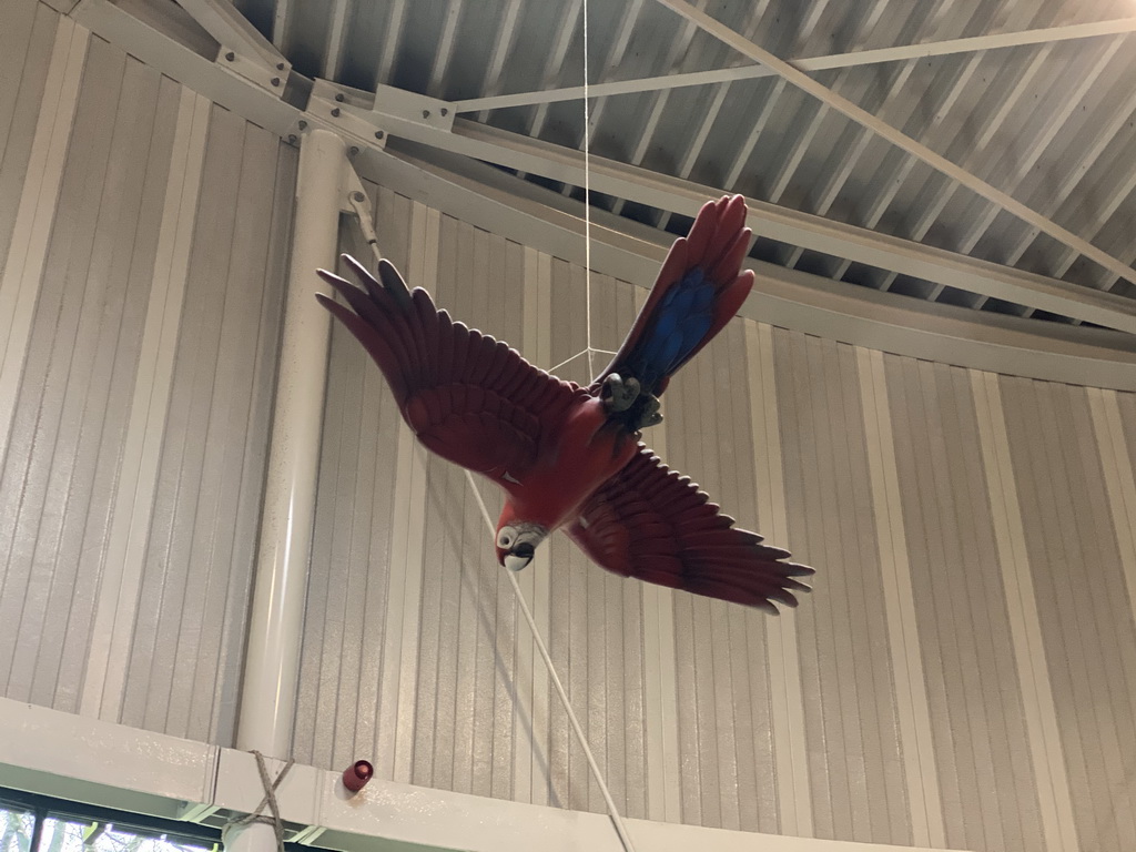 Parrot statue at the Kids Jungle playground at the Park Area of Burgers` Zoo