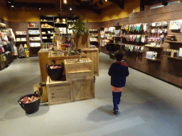 Max at the souvenir shop at the entrance to Burgers` Zoo