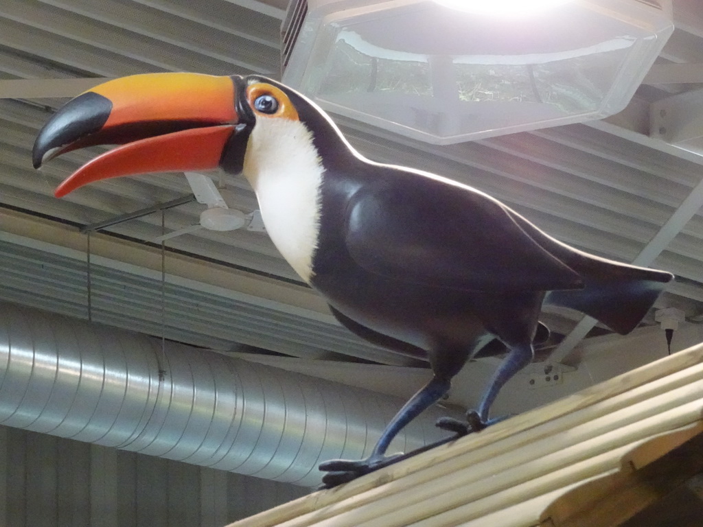 Toucan statue at the Kids Jungle playground at the Park Area of Burgers` Zoo