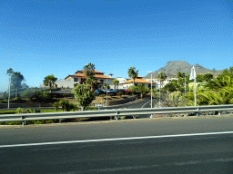 The Hotel Regency Country Club at Chayofa and the Roque del Conde mountain, viewed from the rental car on the TF-28 road