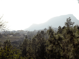 Houses at the town of La Escalona and the Roque del Conde mountain, viewed from a parking lot along the TF-51 road just northeast of the town