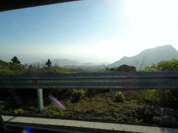 The Roque del Conde mountain, viewed from the rental car on the TF-51 road just southwest of the town of La Escalona