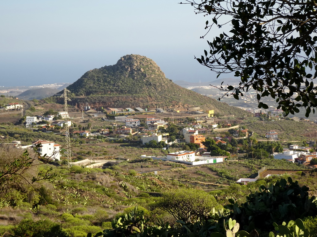 Mountain and houses on the south side of the island, viewed from a parking lot along the TF-51 at the south side of town