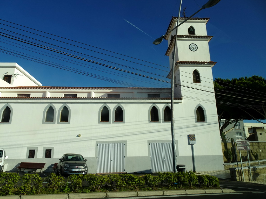 The Kostel church at the town of La Camella, viewed from the rental car on the TF-51 road