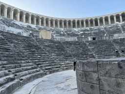 Stage and west auditorium of the Roman Theatre of Aspendos, viewed from the orchestra