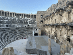 Orchestra, stage, stage building and north auditorium of the Roman Theatre of Aspendos, viewed from the diazoma of the south auditorium