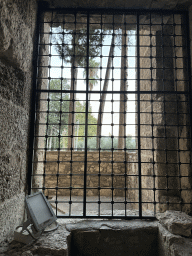 Gated window at the entrance under the south auditorium of the Roman Theatre of Aspendos