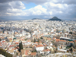 View from the Acropolis on the city center and Mount Lycabettus