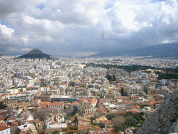 View from the Acropolis on the city center and Mount Lycabettus